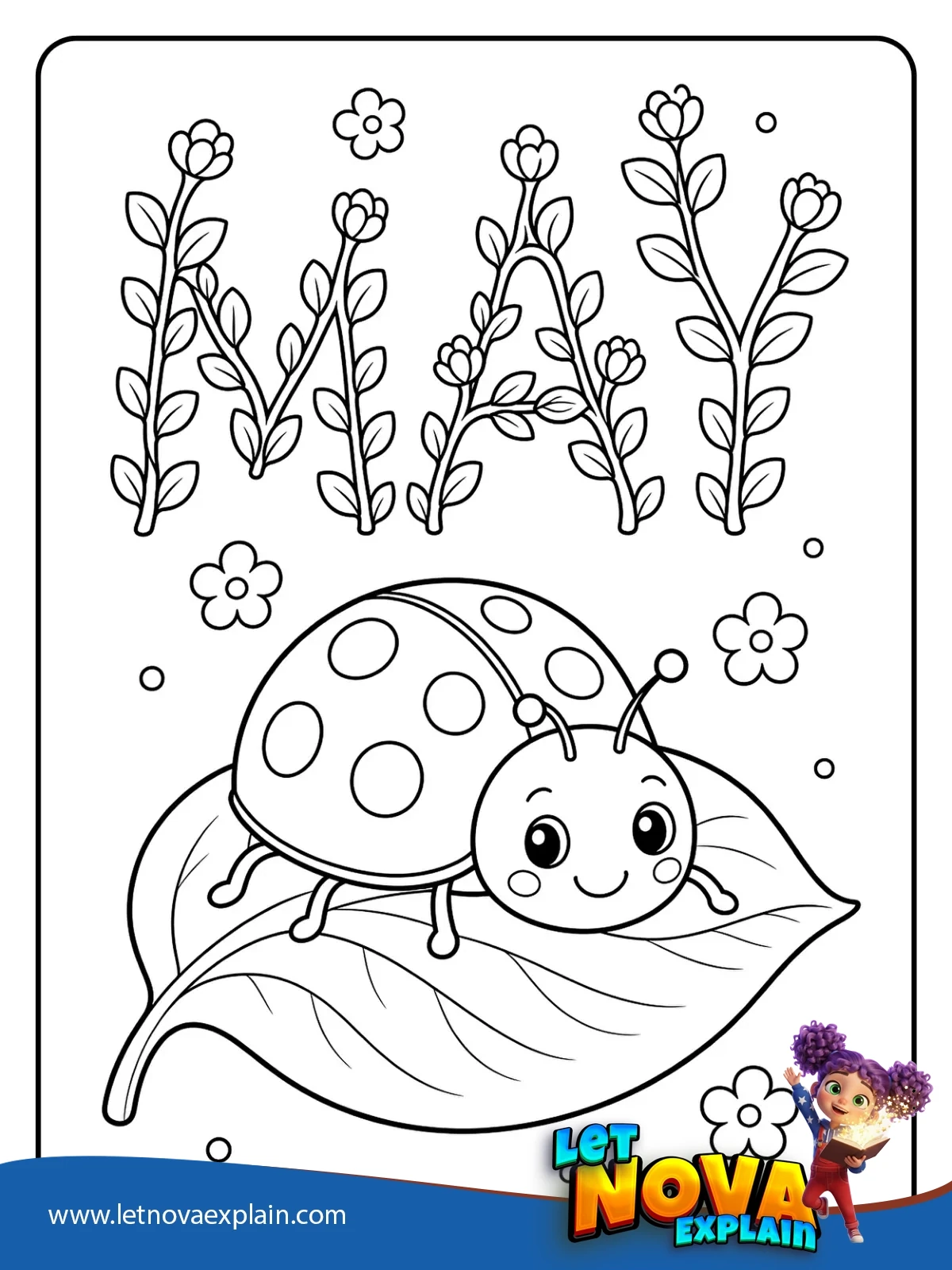 Ladybug in MAY coloring — Printable PDF