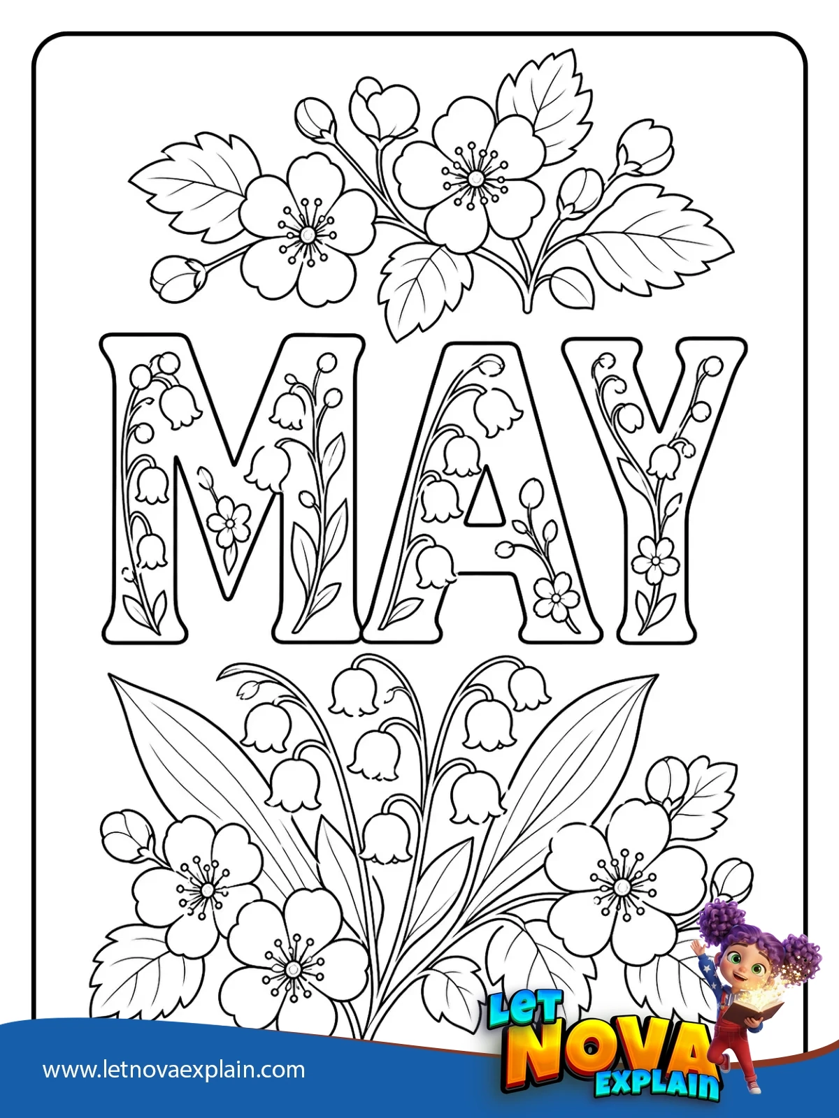 Lily of the Valley MAY coloring — Printable PDF