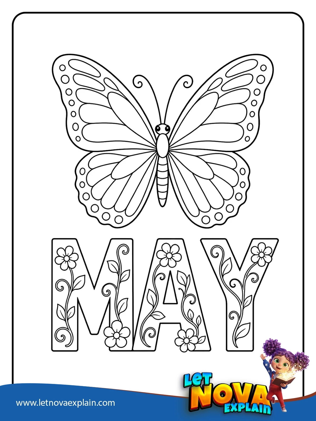 MAY Butterfly Friend coloring — Printable PDF