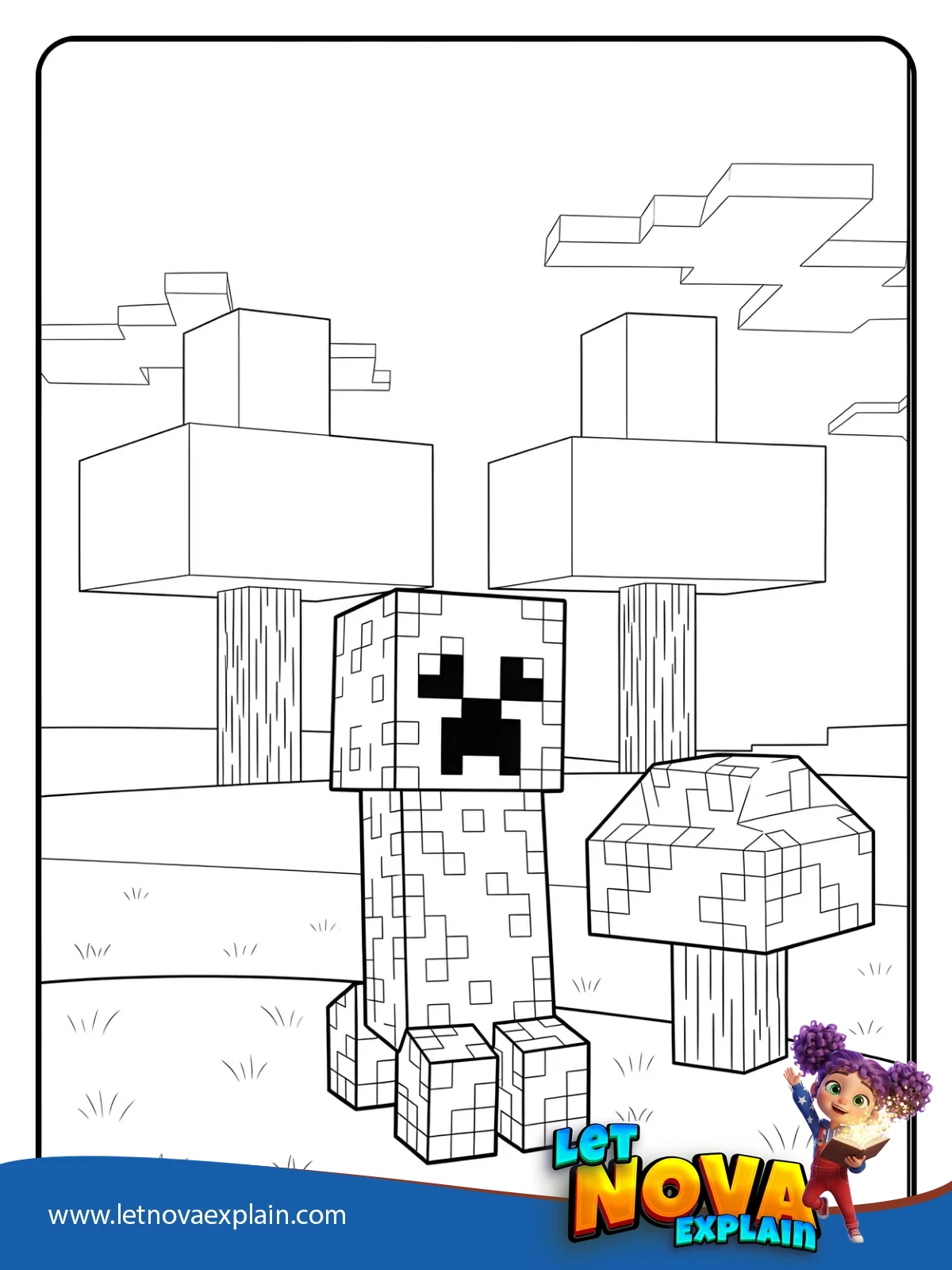 Creeper in the Forest coloring — Página para colorear