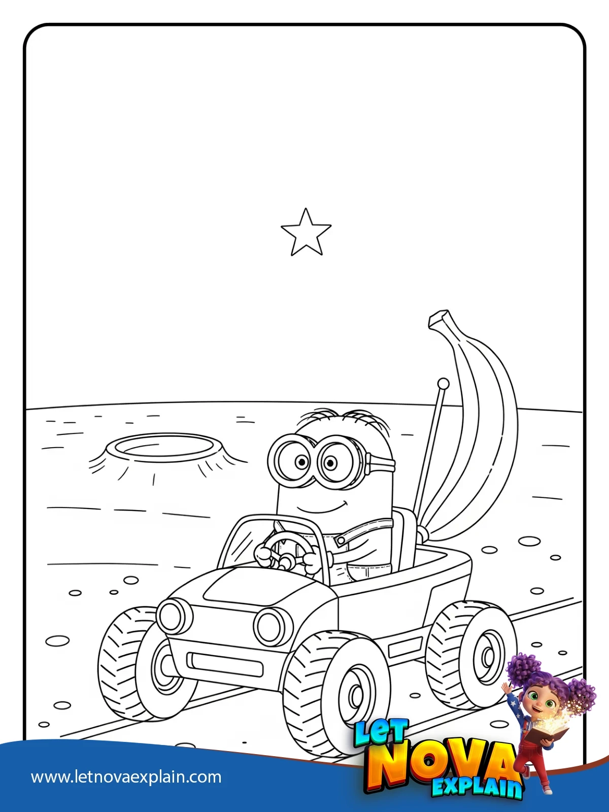 Banana Space Rover coloring — Printable PDF