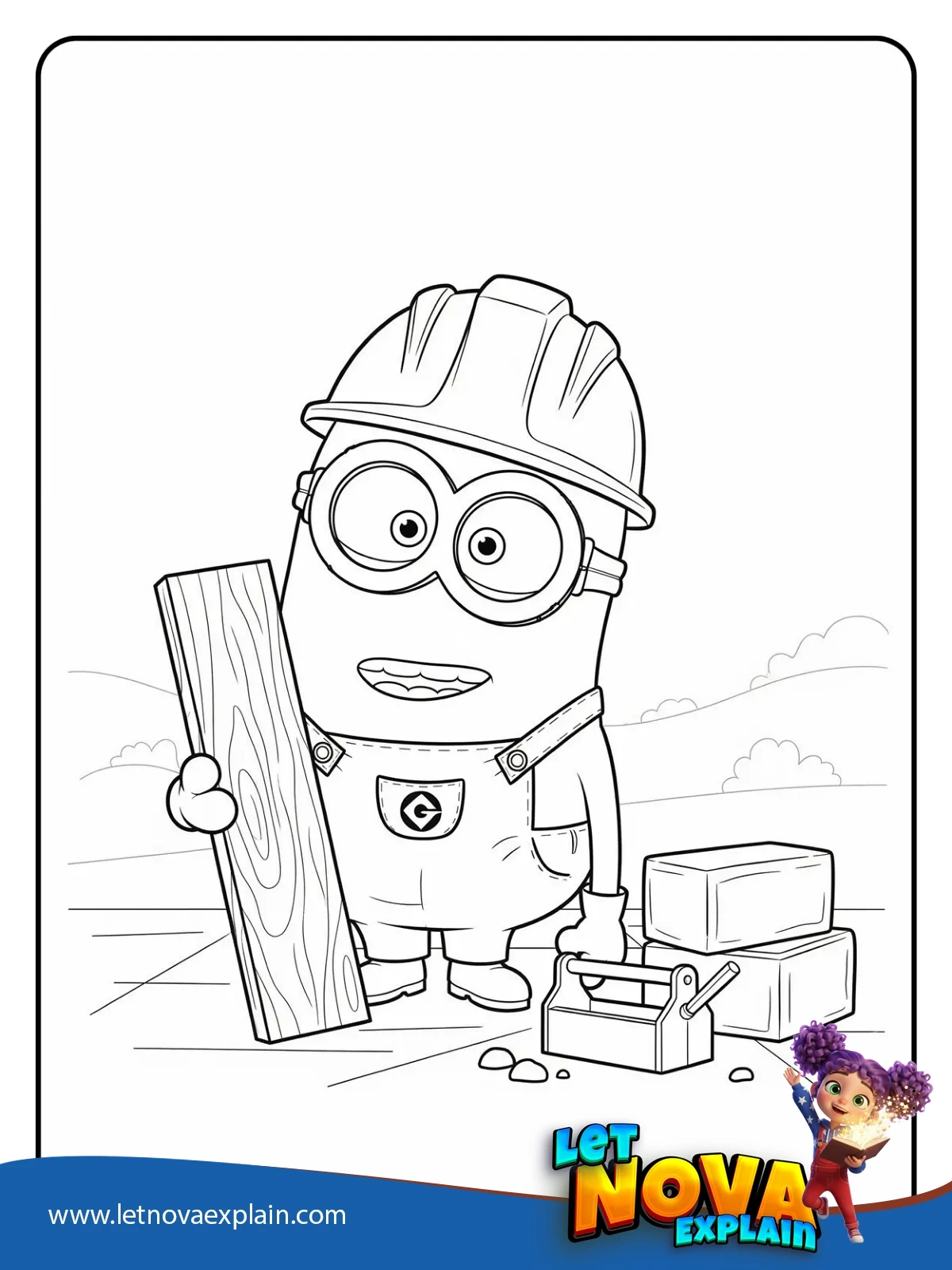 Builder Minion coloring — Printable PDF