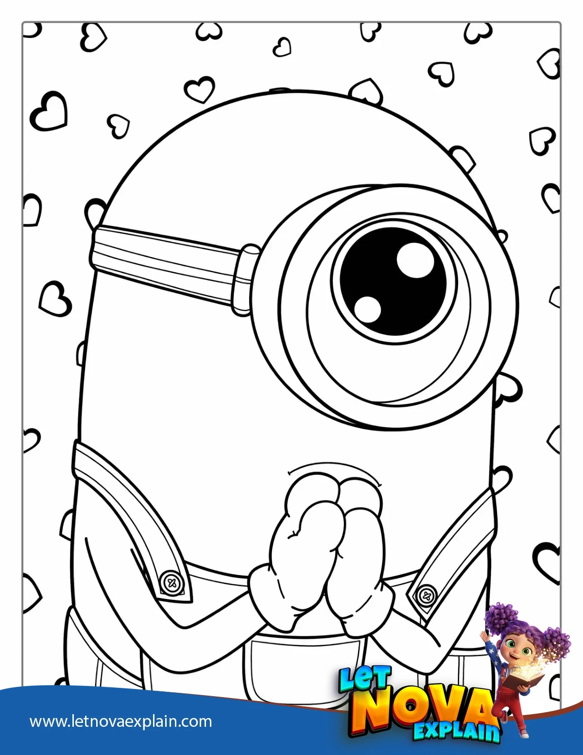 Cute Kawaii Themed Minion To Color — Printable PDF