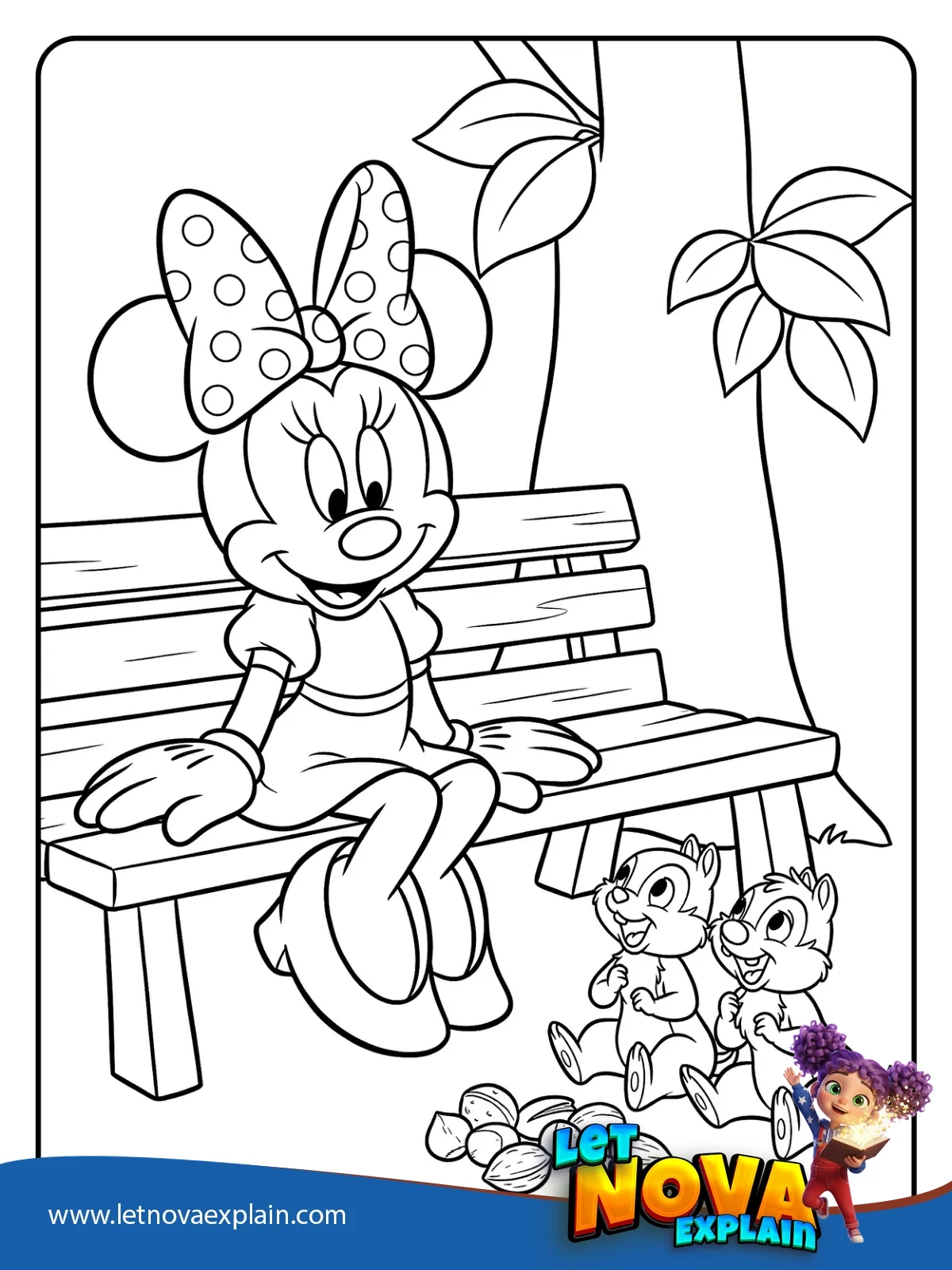 Minnie and Chip and Dale Snack Time coloring — PDF imprimible