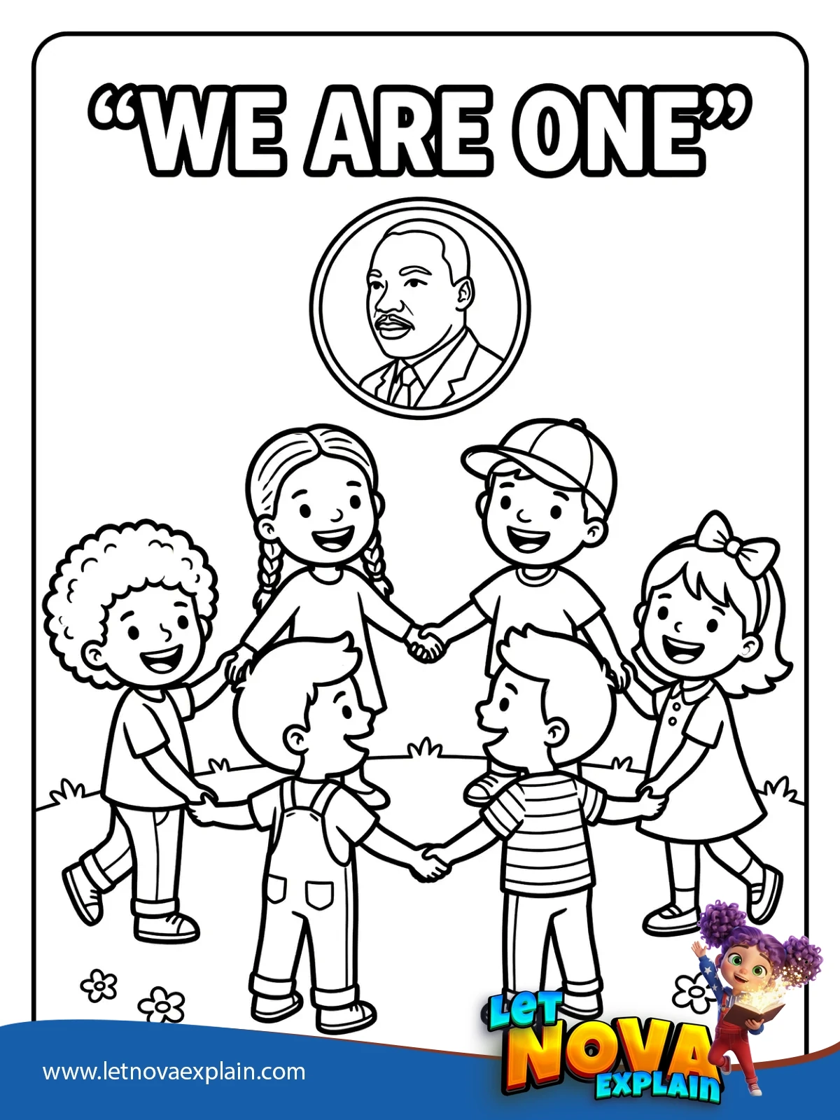 Kids Holding Hands coloring — Printable PDF