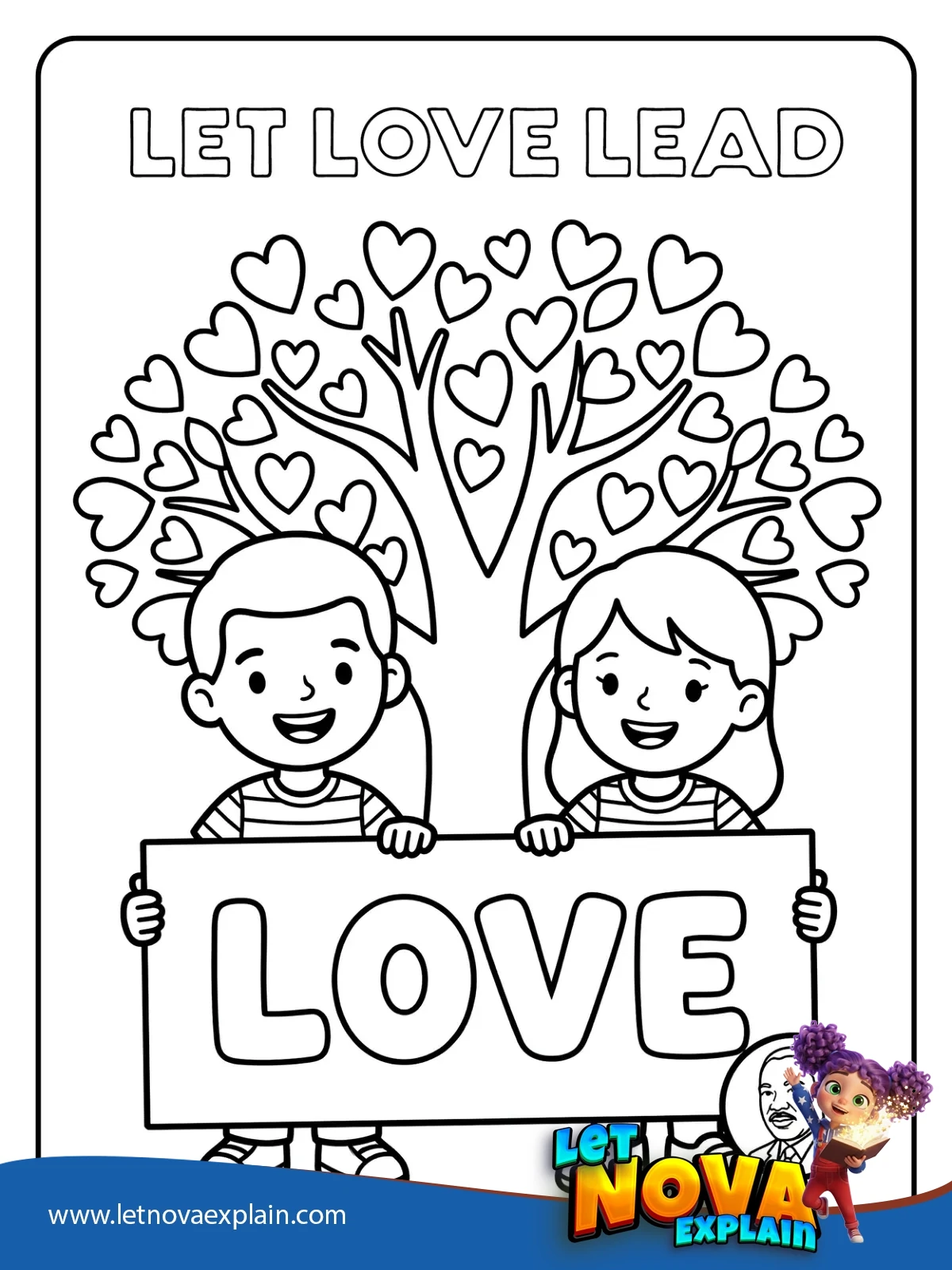 Let Love Lead coloring — Printable PDF