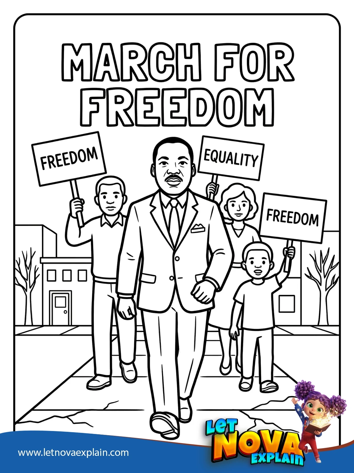 March for Freedom coloring — Printable PDF