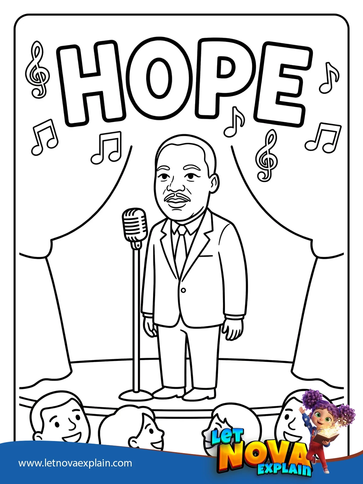 Music of Hope coloring — Printable PDF