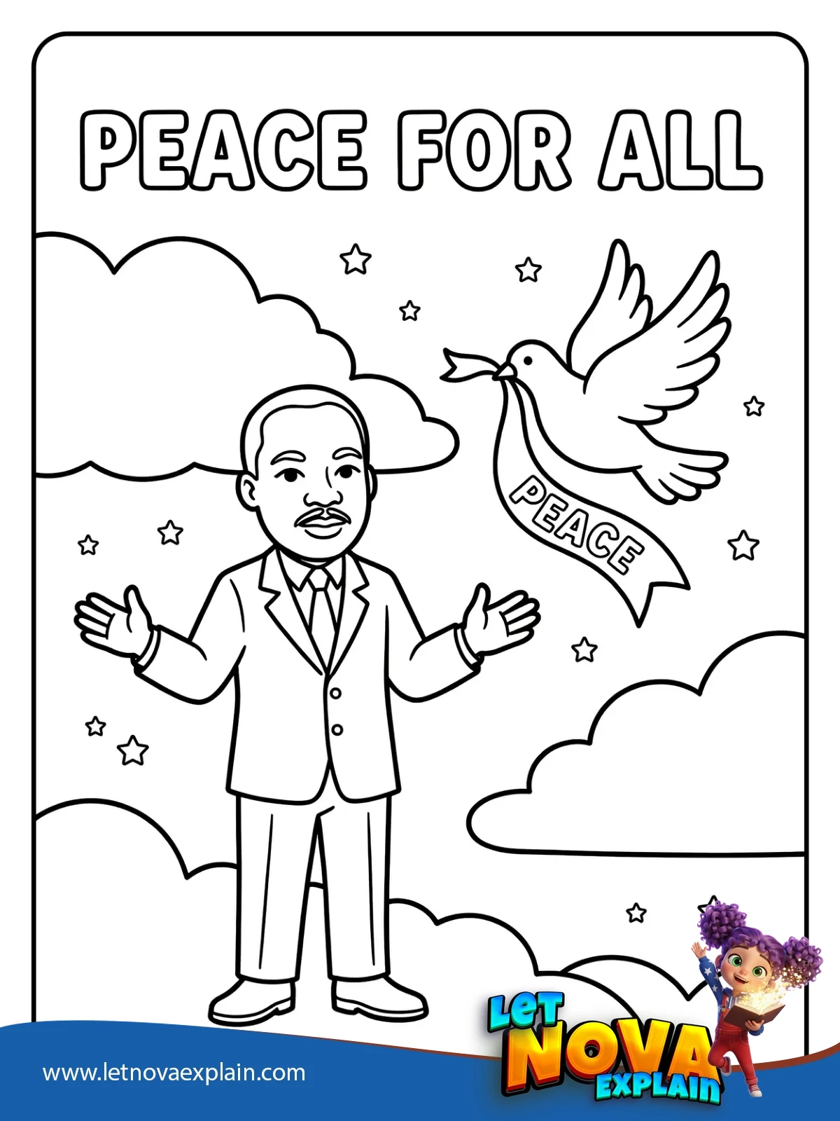 Peace Dove Message coloring — Printable PDF