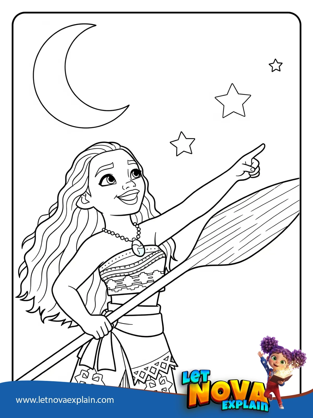Wayfinding Under the Stars coloring — Printable PDF