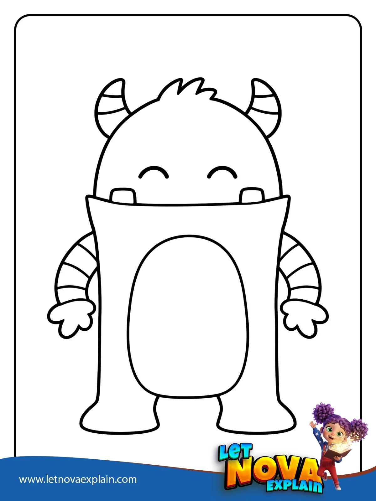 Happy Monster with Striped Horns coloring — Disegno da colorare