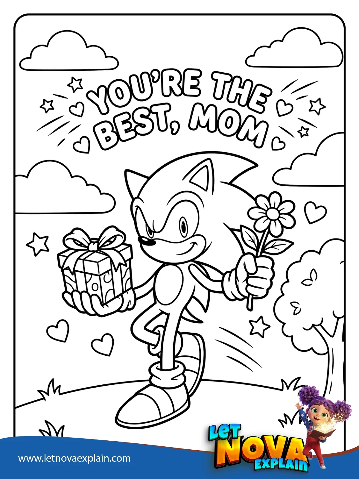 Sonics Fast Gift for Mom coloring — PDF stampabile