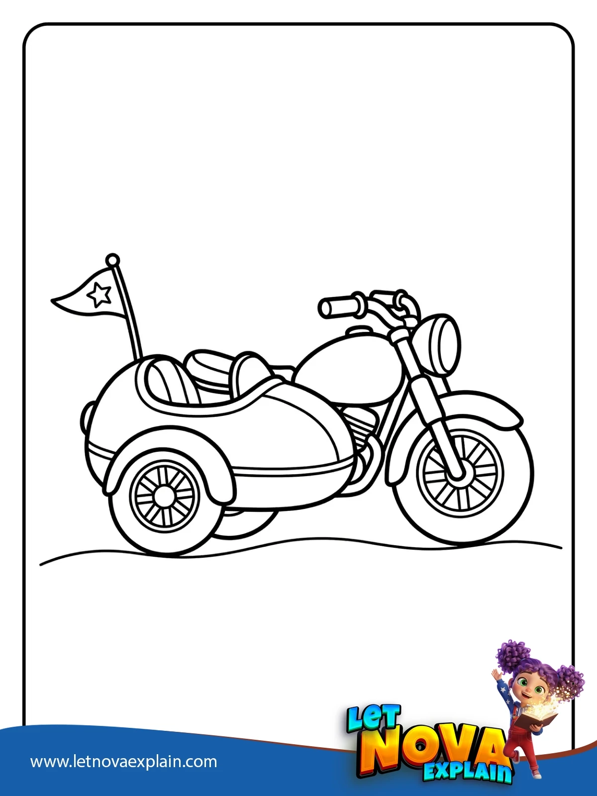 Bike With Sidecar coloring — PDF imprimable