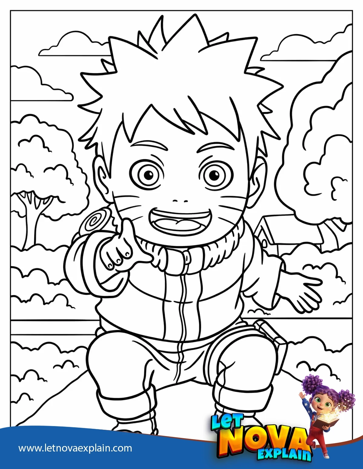 Adorable Chibi Naruto Coloring Sheet For Preschoolers — PDF imprimable