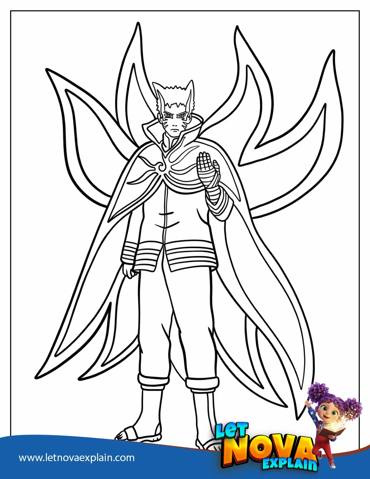 Kurama Chakra Mode Naruto Coloring Sheet — Coloring page