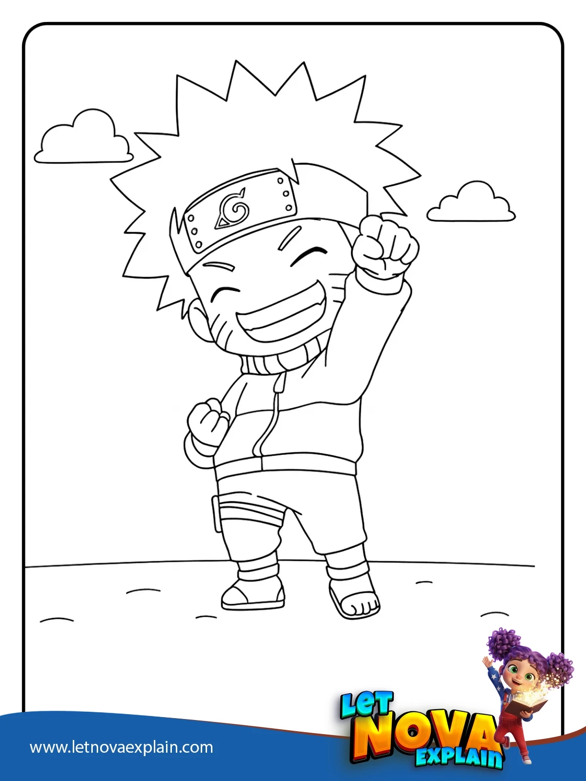 Naruto Celebrating With a Big Smile coloring — Coloring page