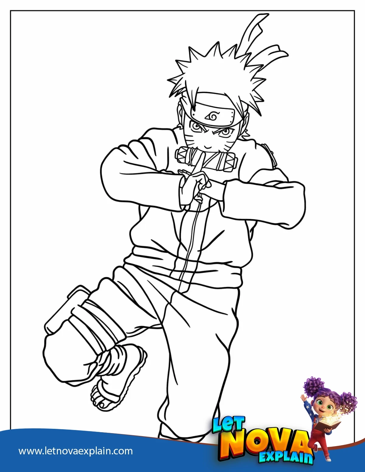 Naruto Doing Multiple Shadow Clone Jutsu Coloring Sheet — Coloring page
