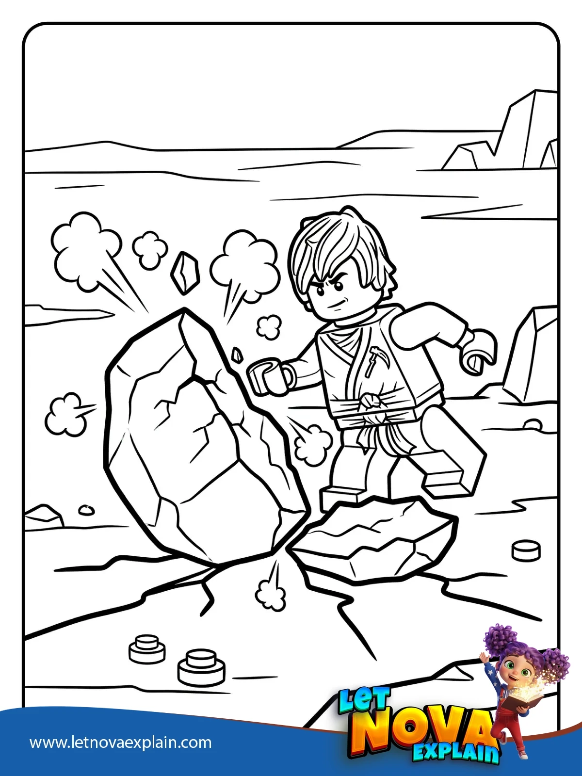 Cole Breaking a Boulder coloring — Disegno da colorare