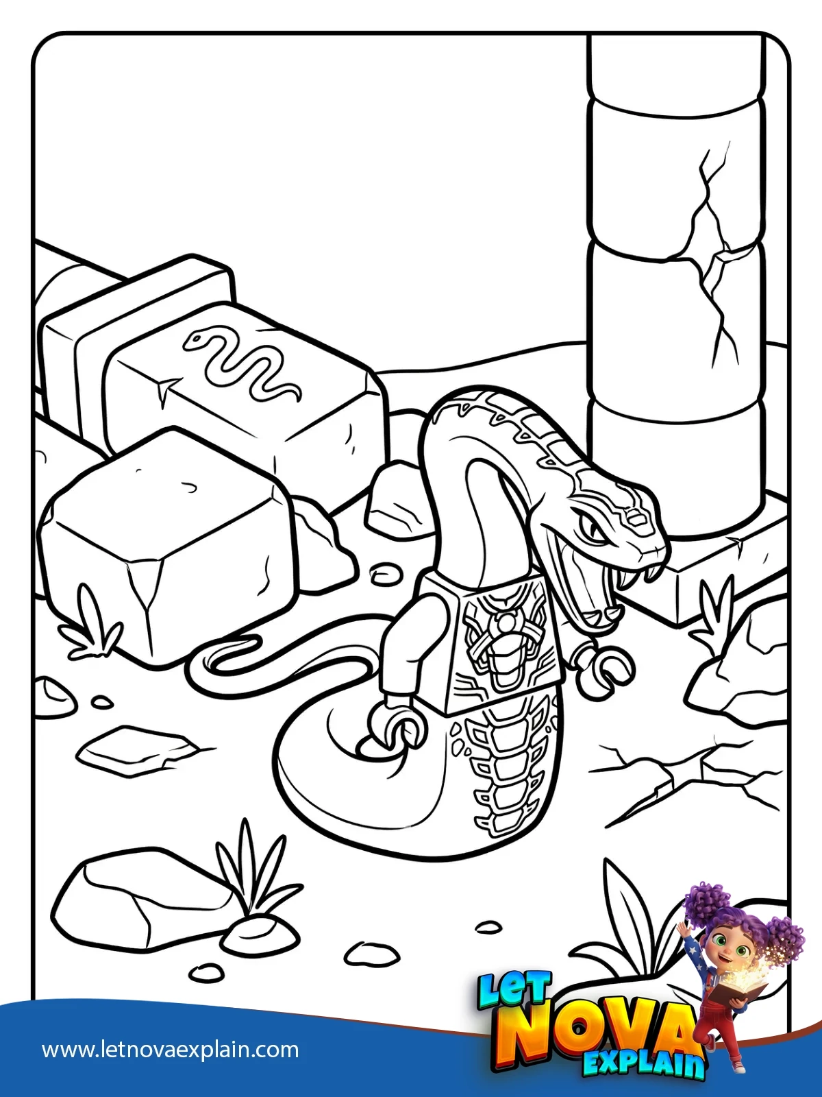 Pythor Slithers Through Ruins coloring — Página para colorear