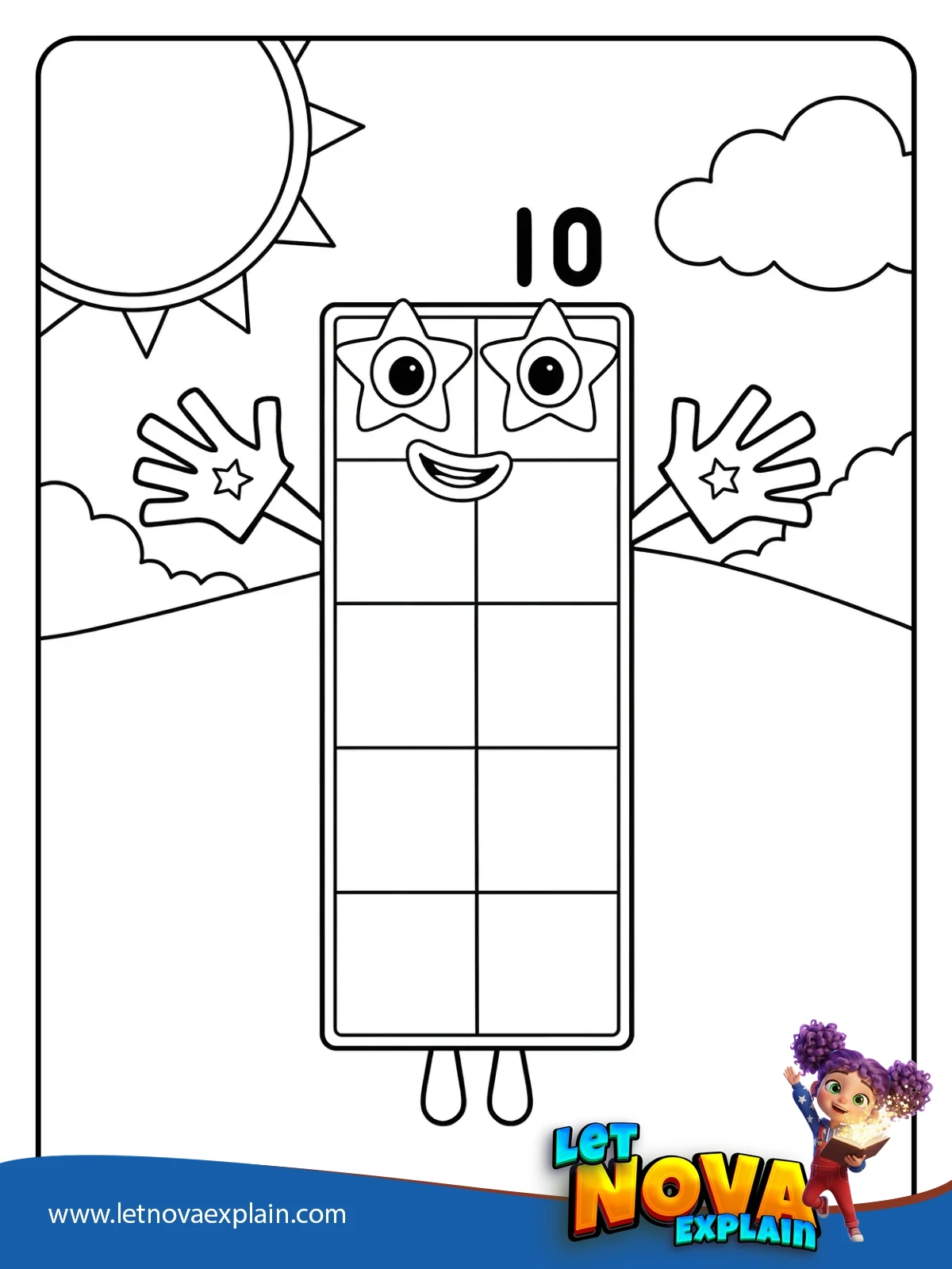Ten High Ten Star coloring — PDF stampabile
