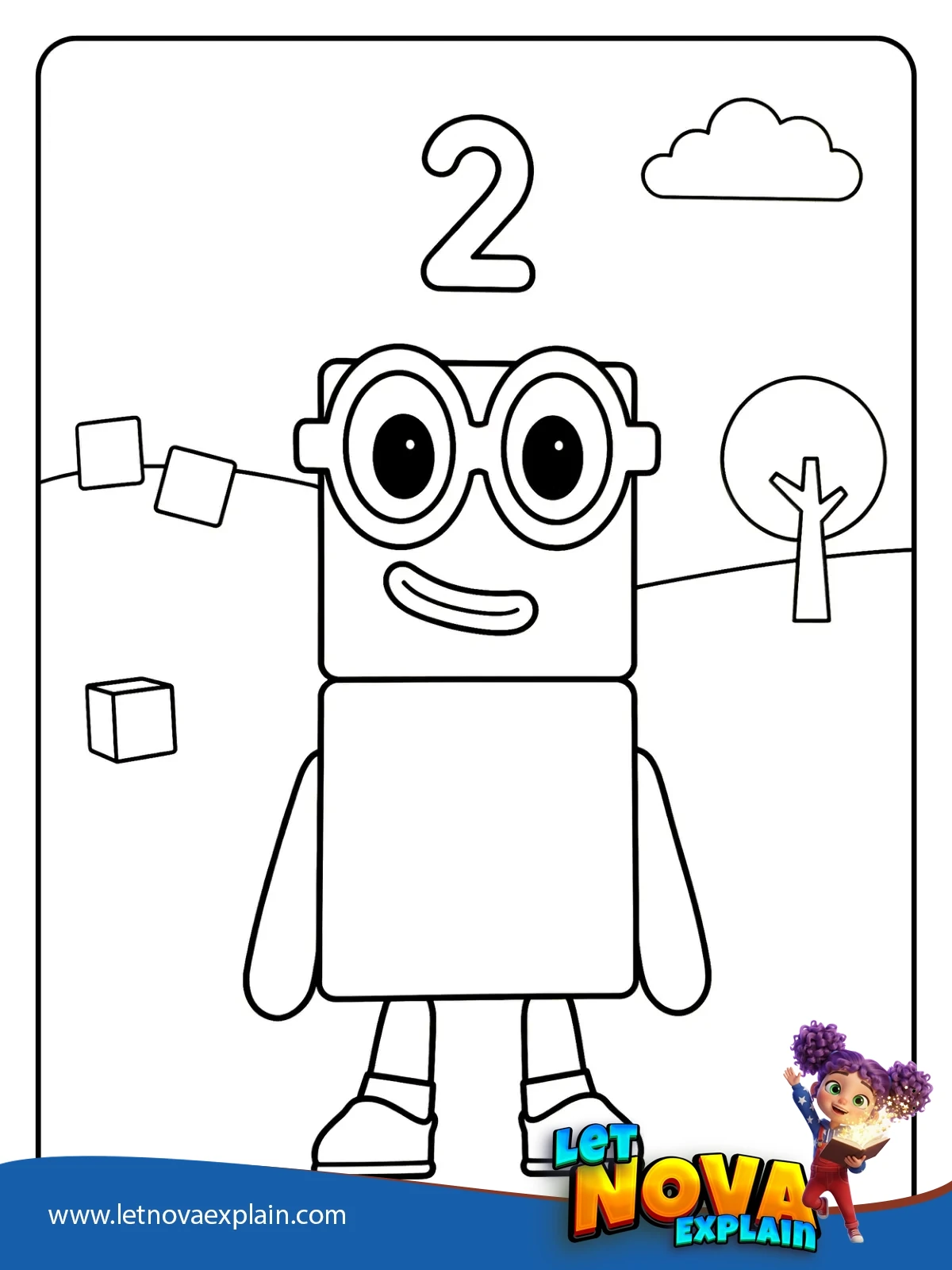 Two with Round Glasses coloring — PDF stampabile