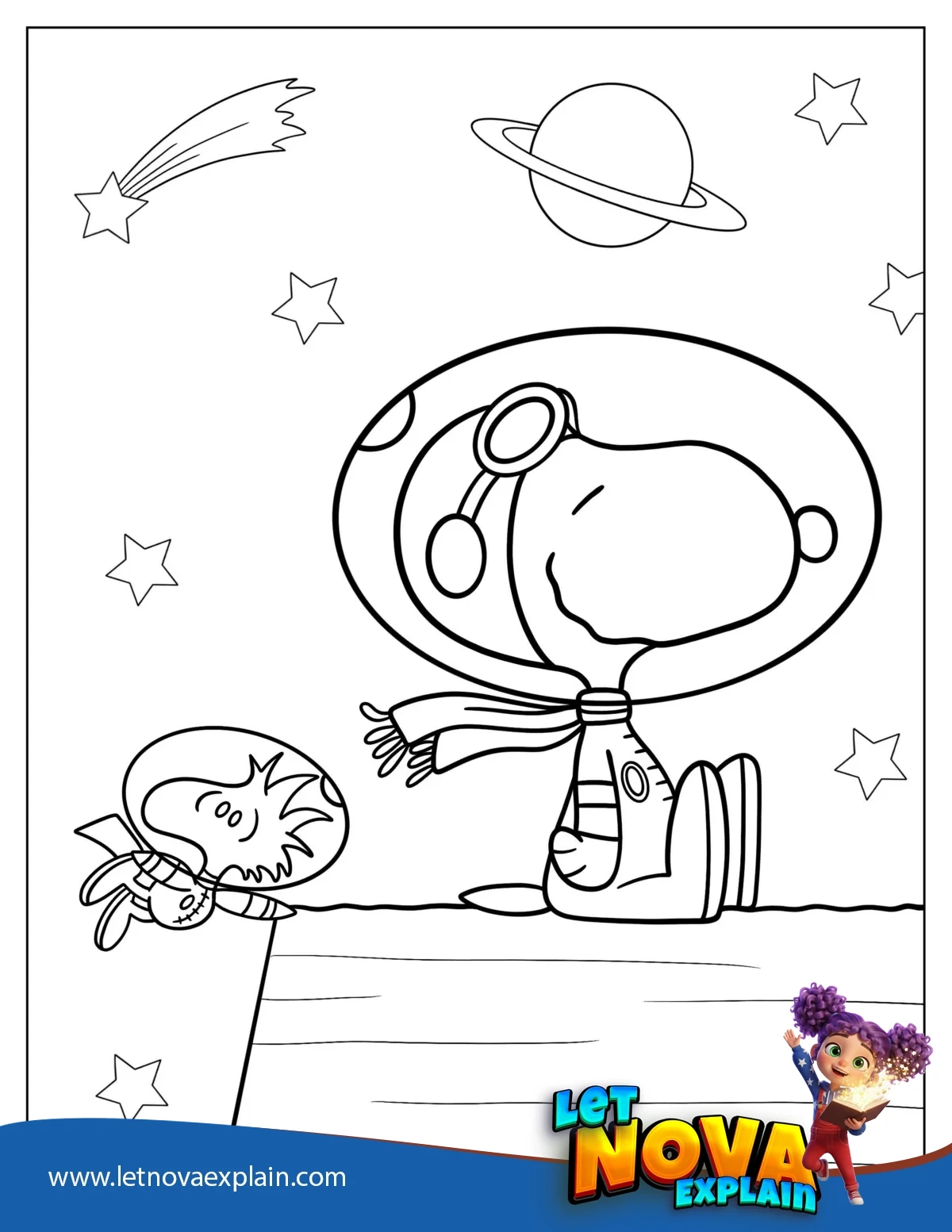 Snoopy In Space Coloring Sheet — صفحة تلوين