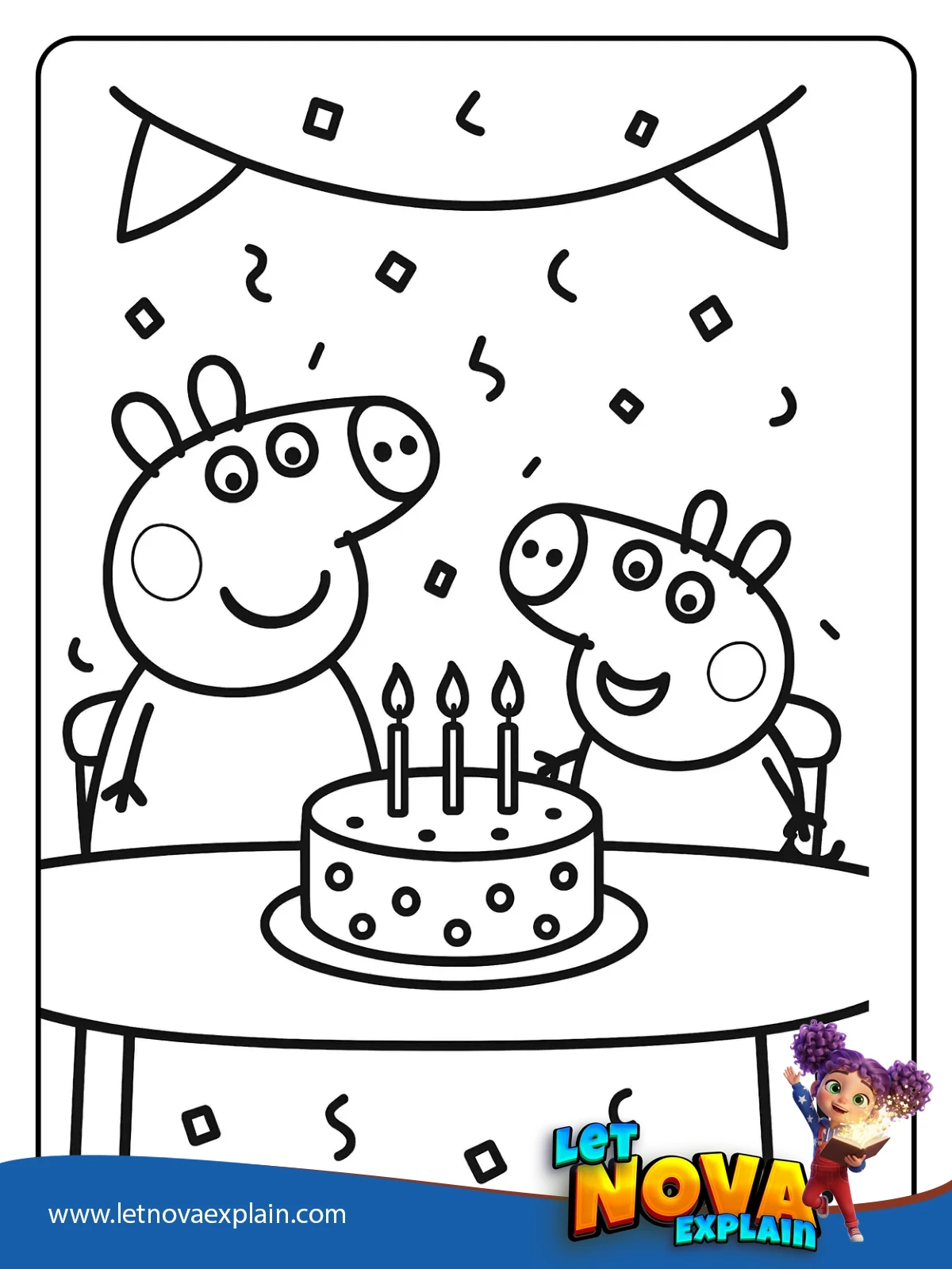 Birthday Cake for Peppa coloring — PDF للطباعة