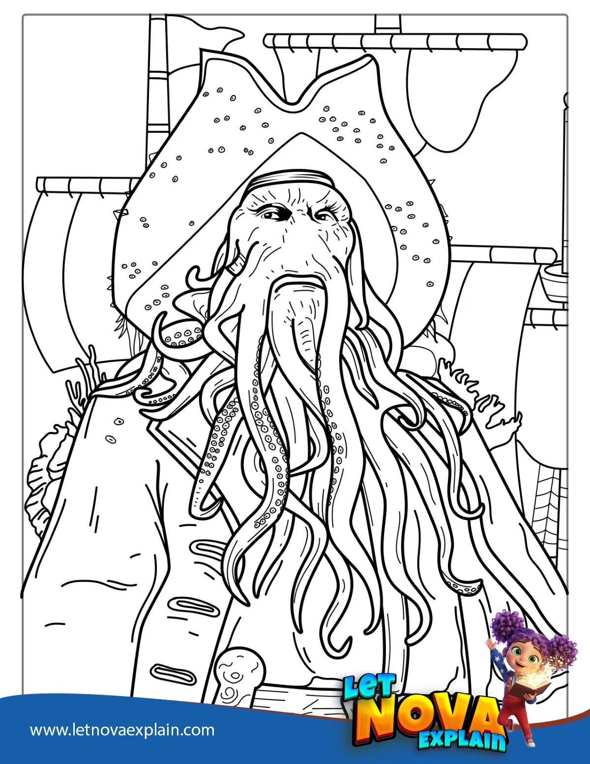 Davy Jones Pirate Coloring Page — Coloring page