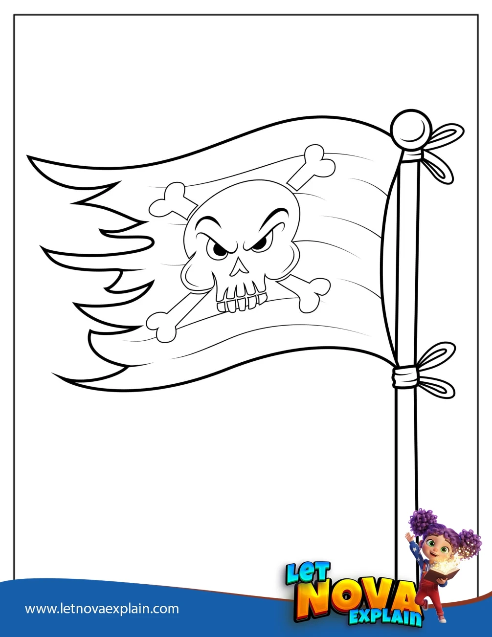 Simple Pirate Flag Coloring Page For Kids — PDF imprimible