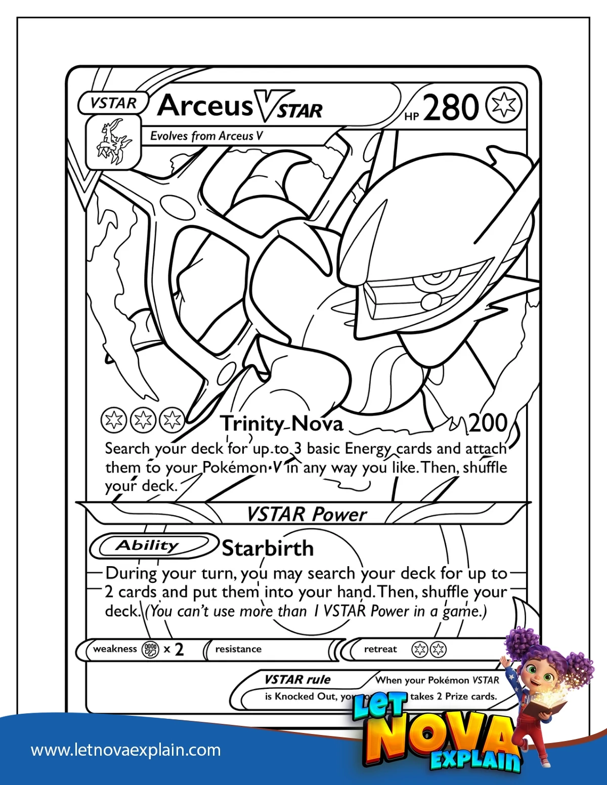 Arceus Vstar Pokemon Card Trinity Nova — Coloring page