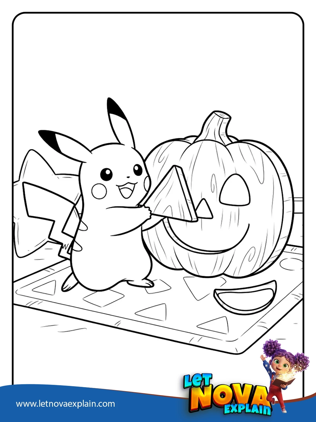 Pikachus Pumpkin Face Puzzle coloring — Coloring page