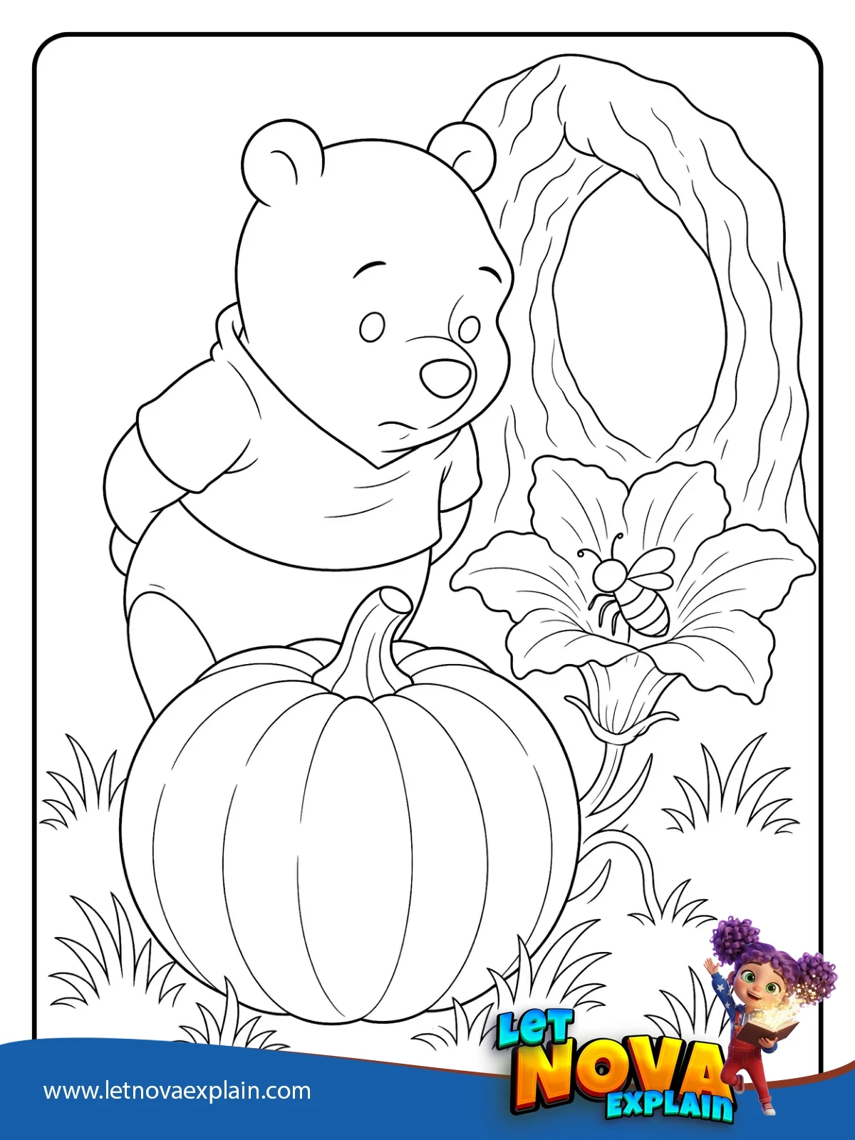 Poohs Pumpkin Bee Watch coloring — Coloring page