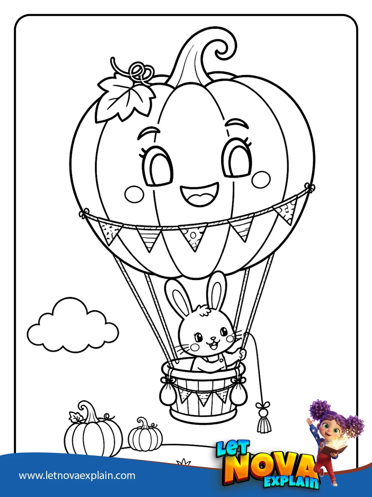 Pumpkin Balloon Lift coloring — Coloring page