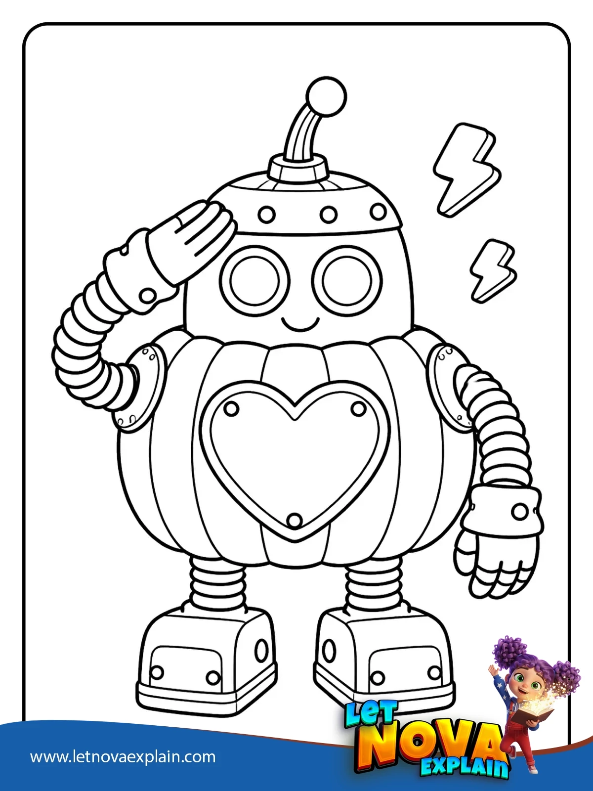 Pumpkin Robot Salute coloring — Coloring page