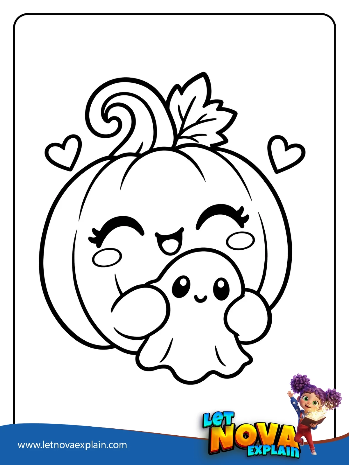 Pumpkin and Ghost Hug coloring — Coloring page