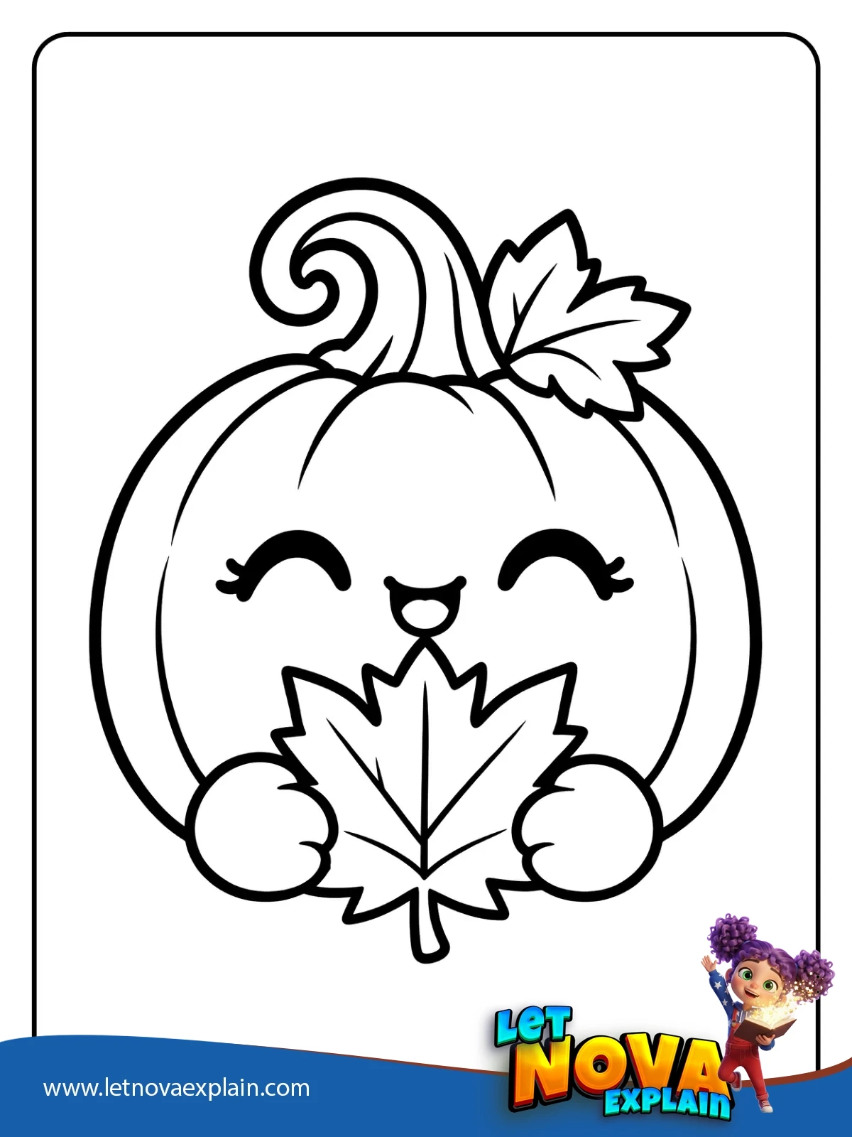 Pumpkins Giant Fall Leaf coloring — Coloring page