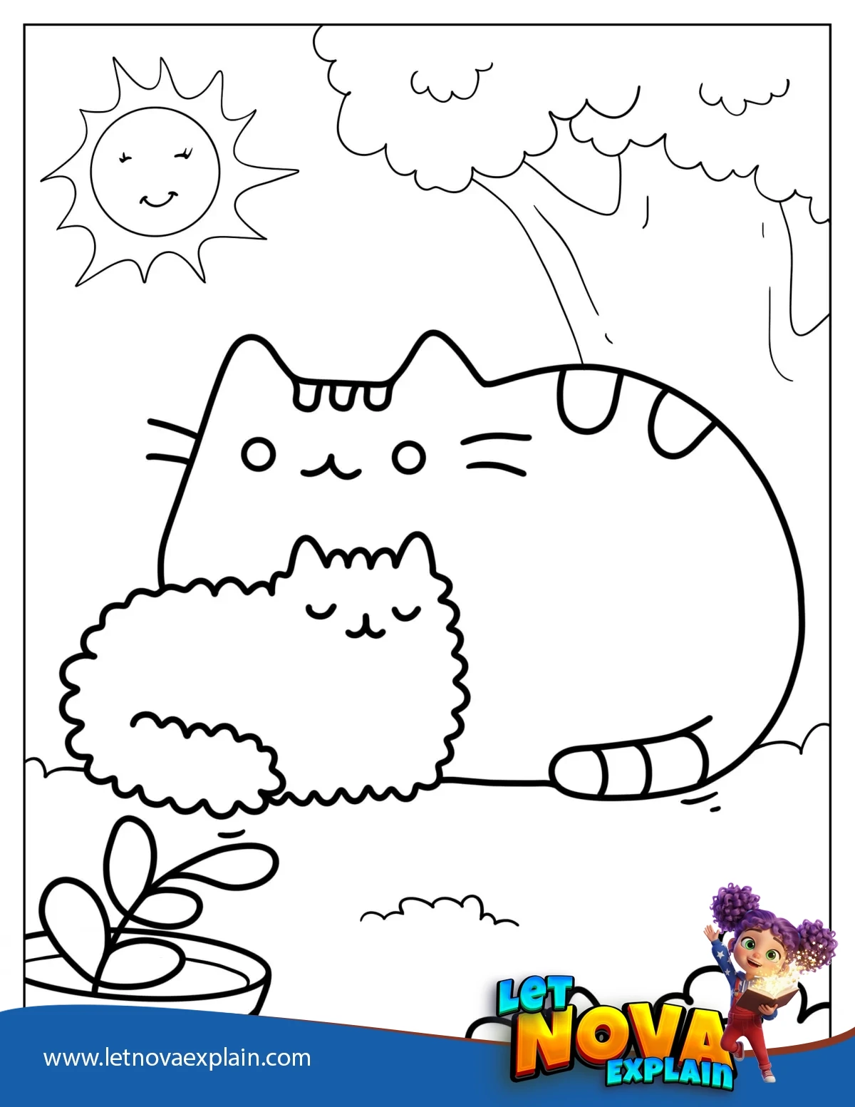 Adorable Pusheen And Stormy In The Sunshine — صفحة تلوين