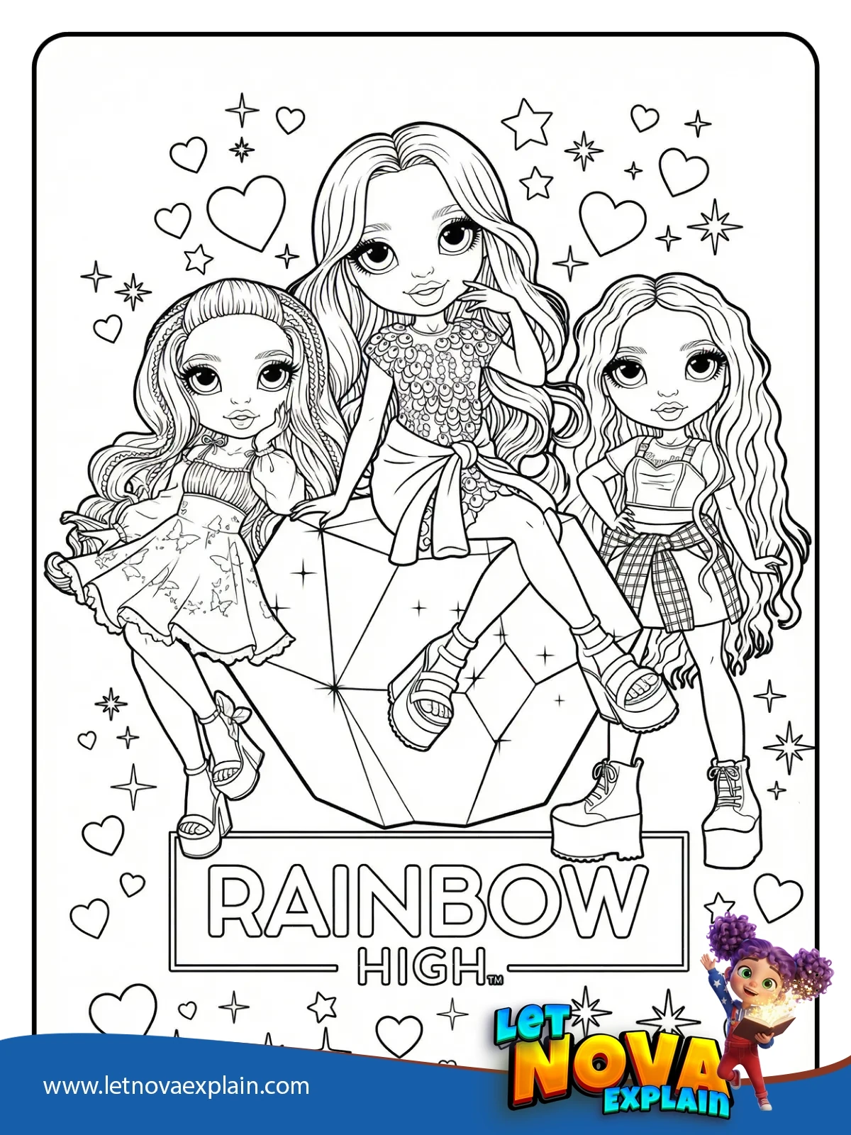Ruby Poppy and Violet at Rainbow High coloring — Coloring page