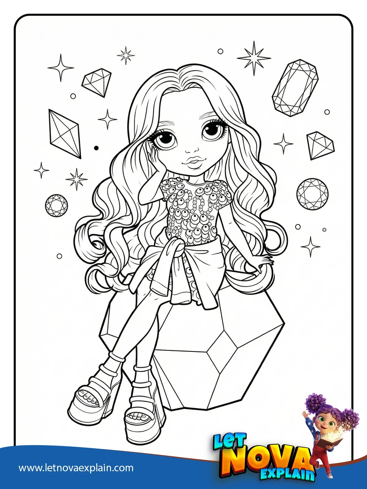 Violet Willow on a Gem coloring — Coloring page