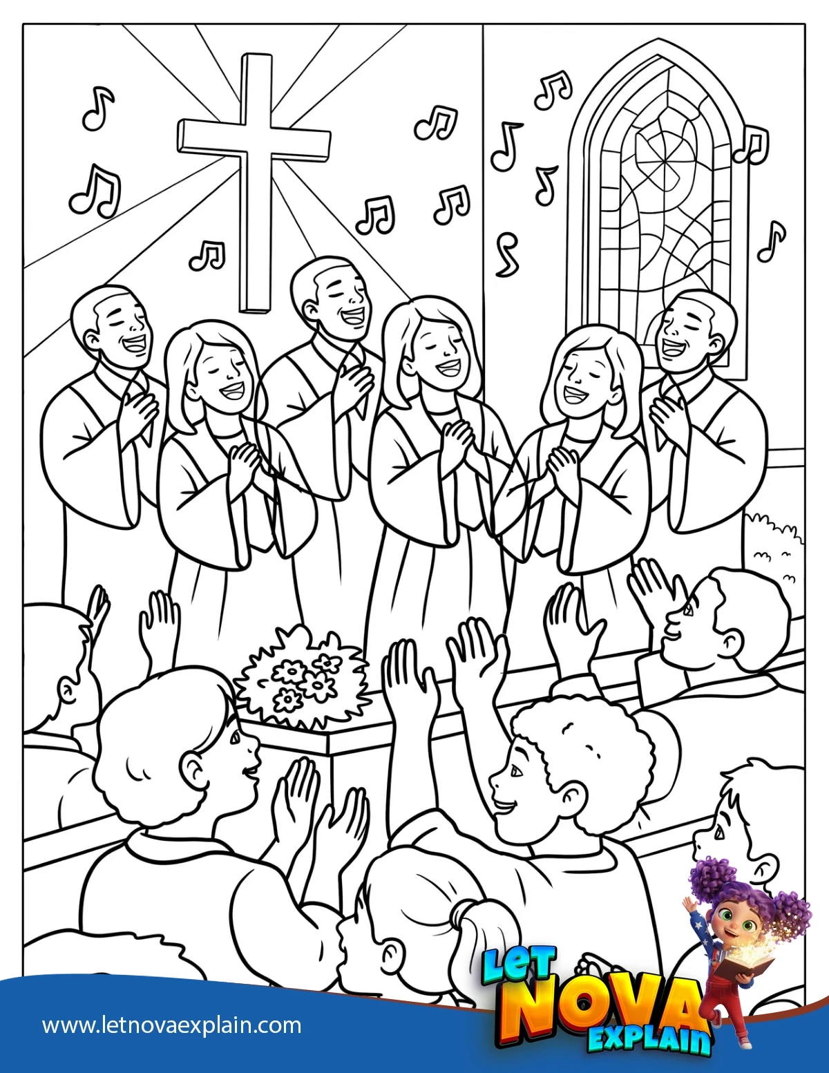 Black Gospel Choir Singing in Church for Black History Month — Printable PDF