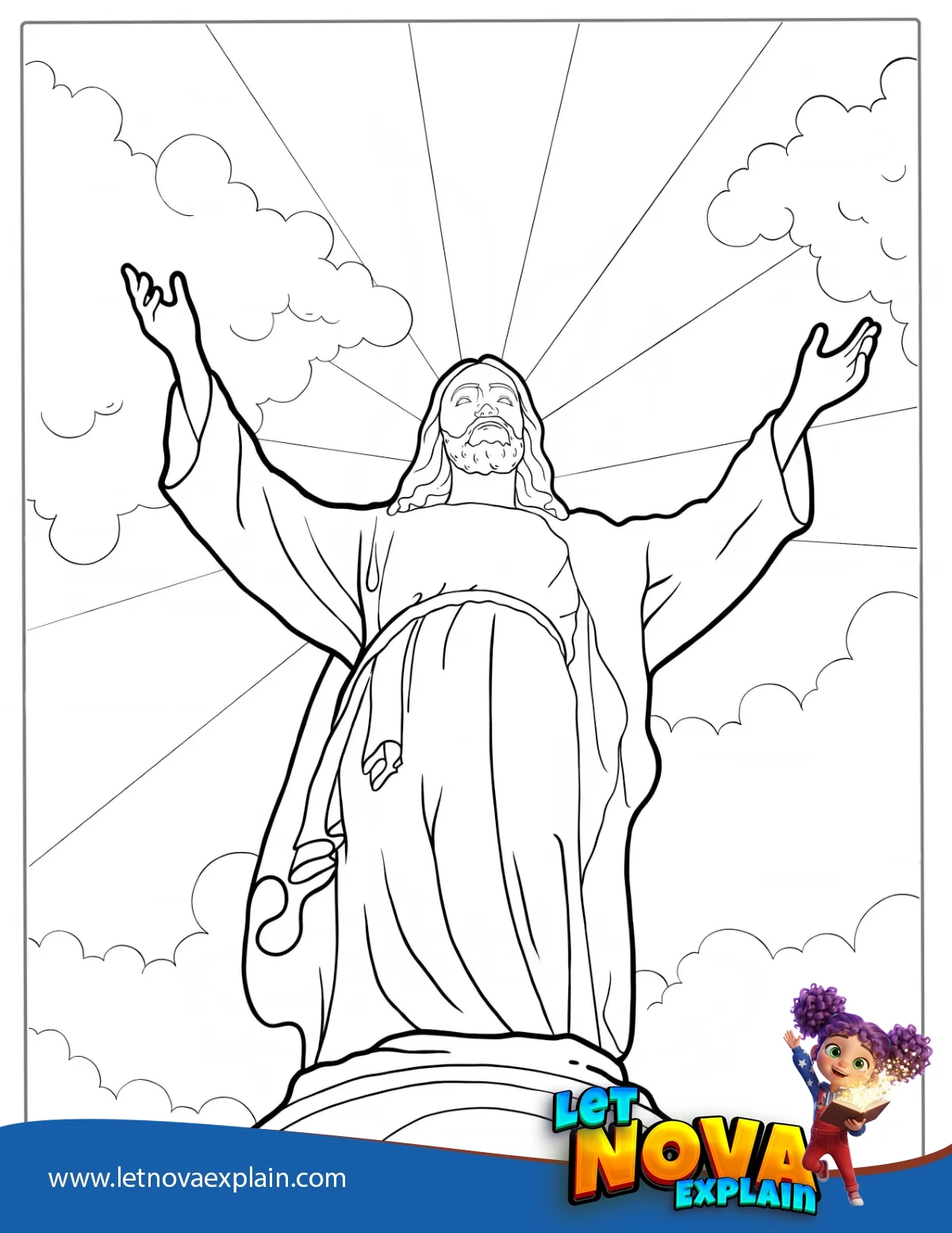 Blessed Jesus In Heaven Coloring In — Printable PDF