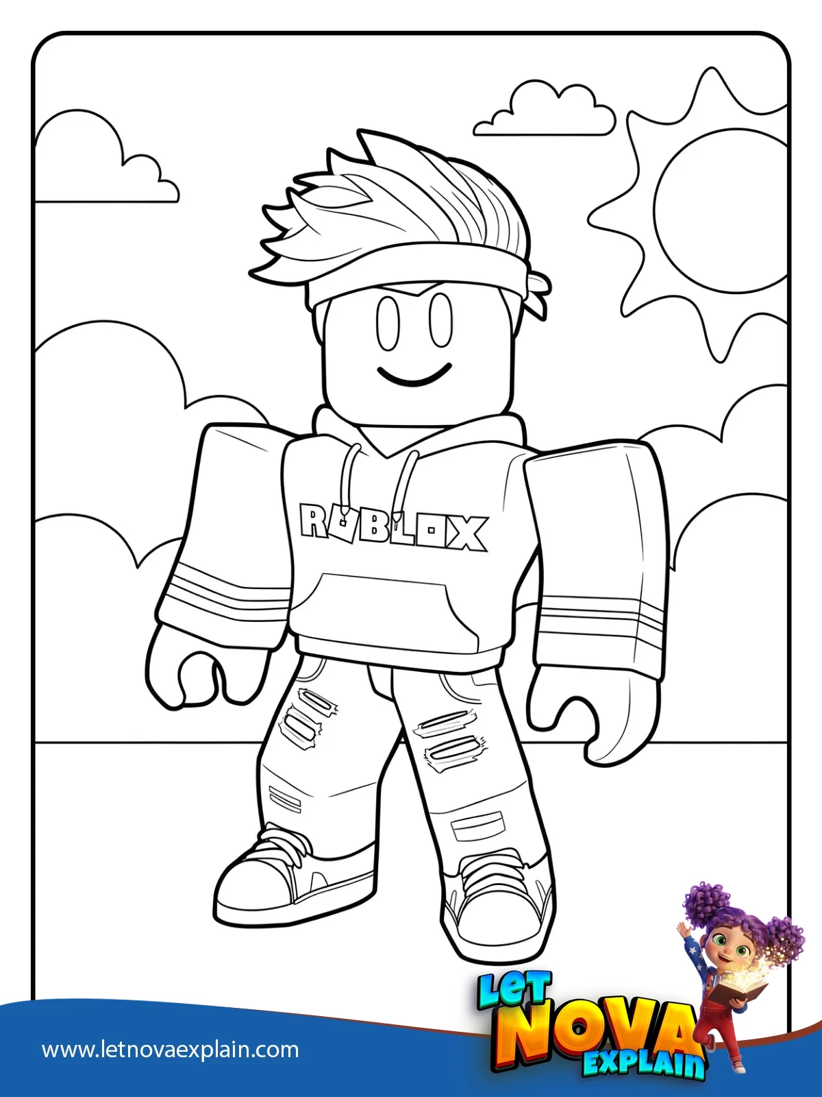 Roblox Avatar in the Sunshine coloring — Printable PDF