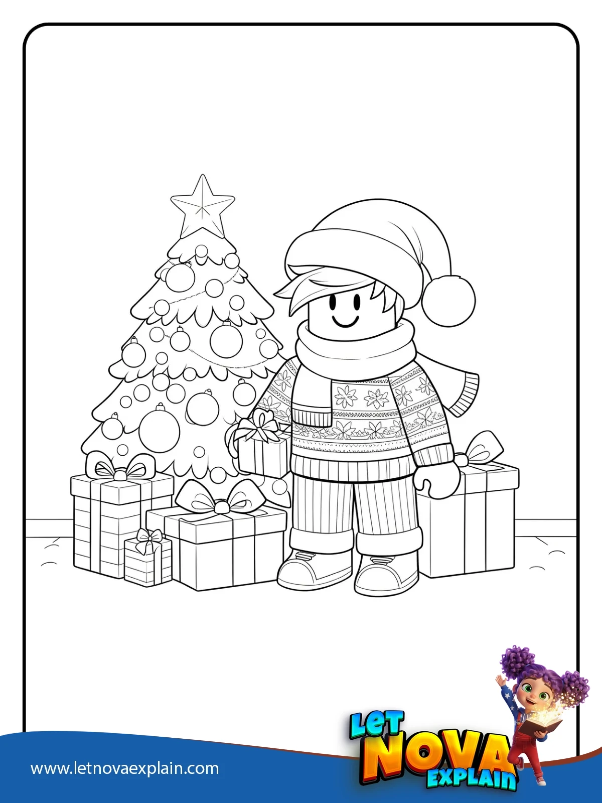 Roblox Christmas Gift Time coloring — Printable PDF