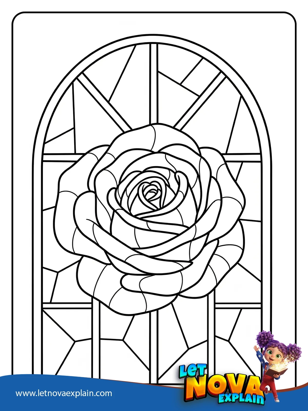 Stained Glass Rose Window coloring — Coloring page