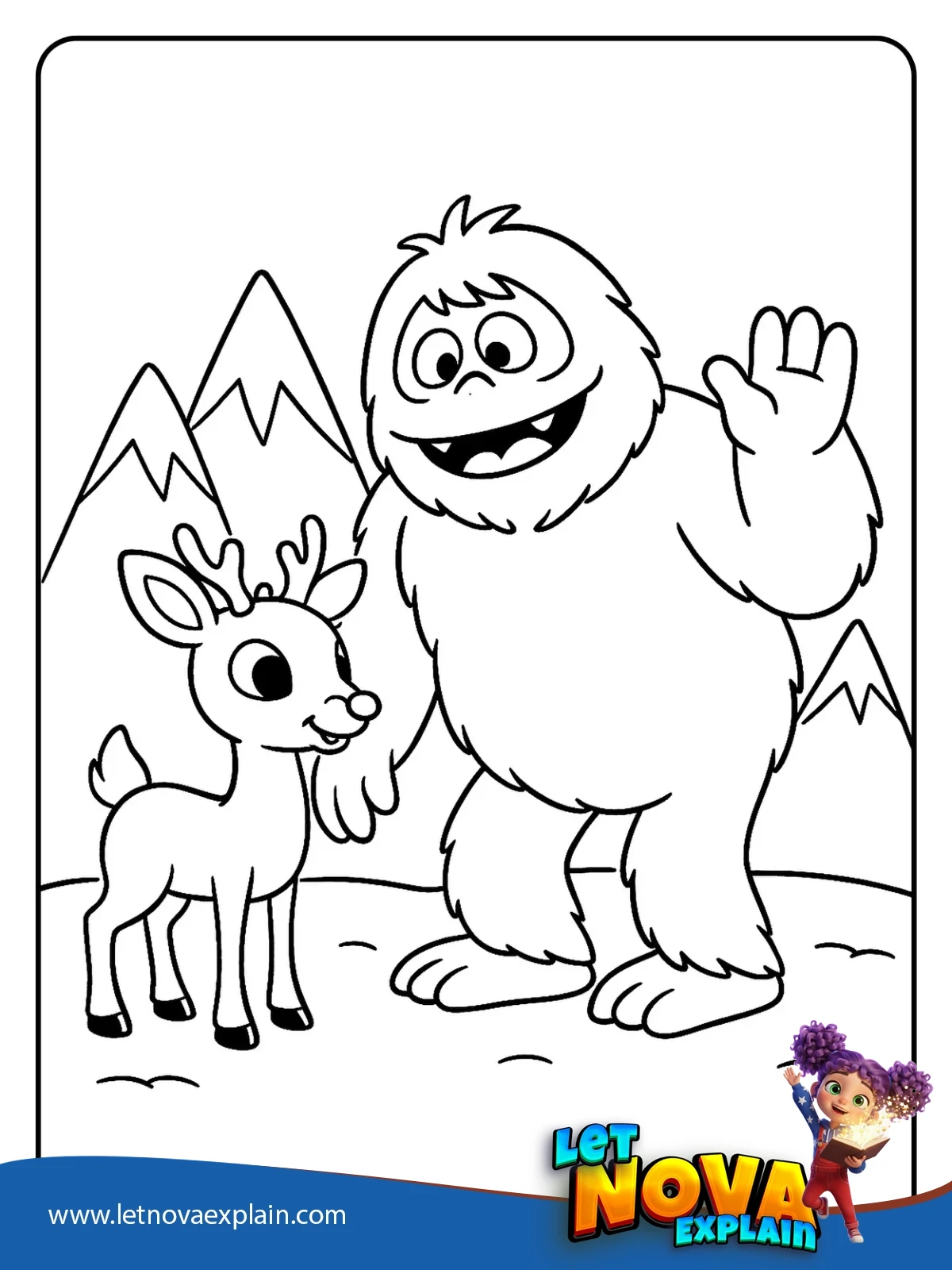 Rudolph and Bumble Become Friends coloring — Coloring page