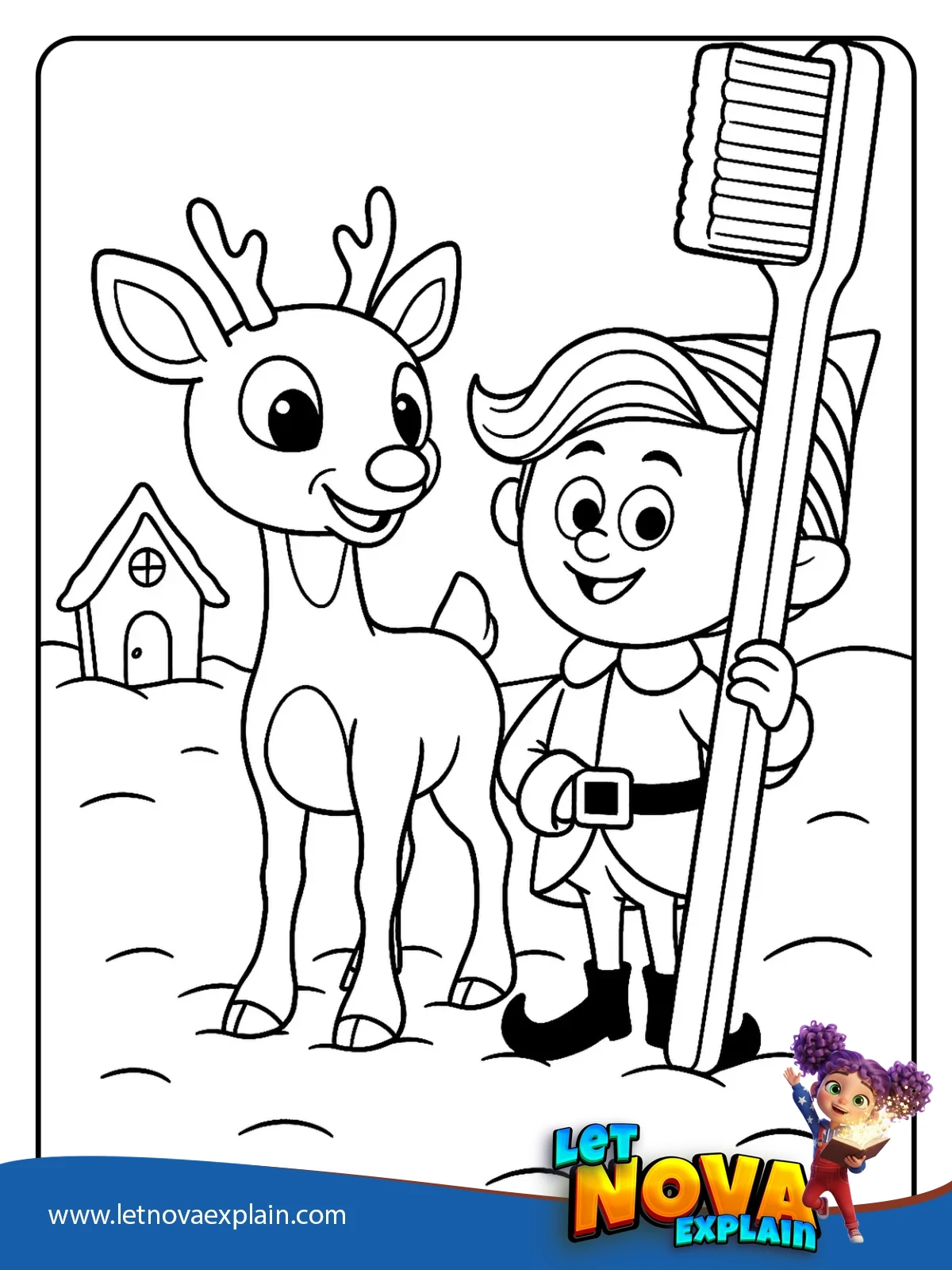 Rudolph and Hermey the Dentist Elf coloring — Coloring page