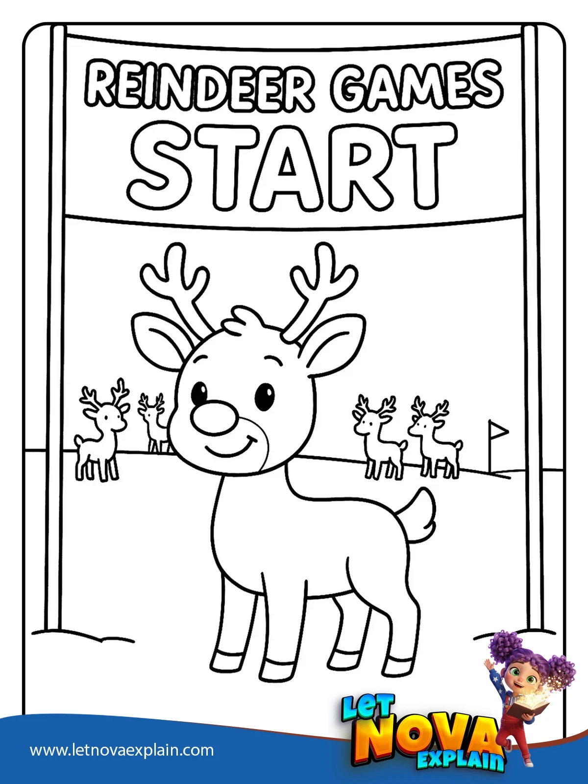 Rudolph at the Reindeer Games Start Line coloring — Coloring page