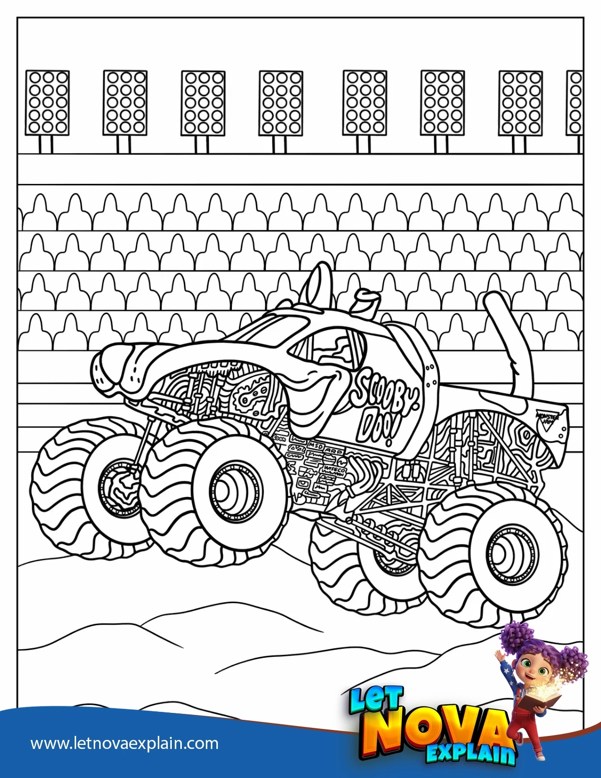 Monster Jam Scooby Doo Truck In Arena Coloring Sheet — صفحة تلوين