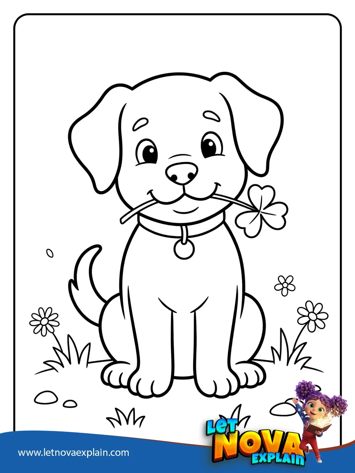 Puppy with a Clover coloring — PDF imprimable