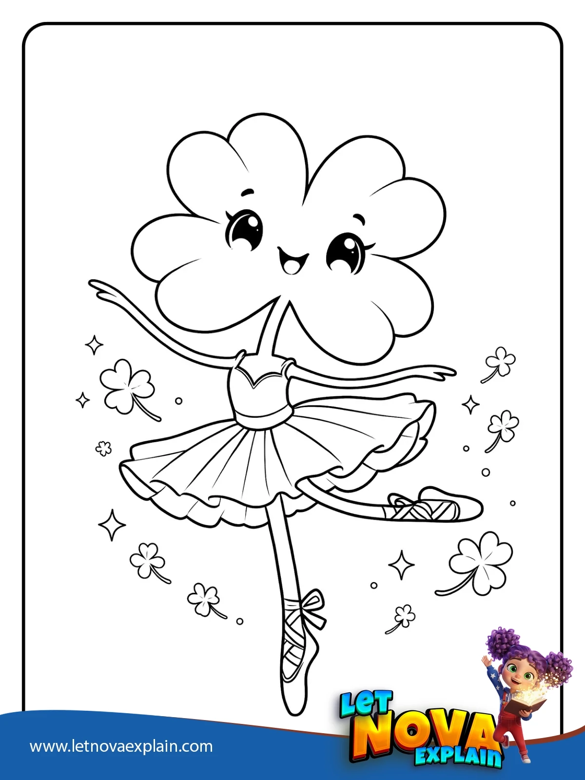 Shamrock Ballerina coloring — PDF imprimable